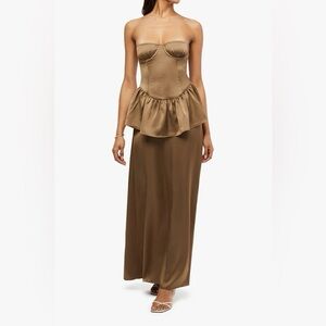 WeWoreWhat Strapless Corset Peplum Maxi Dress